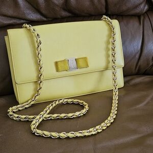 Women's Salvatore Ferragamo Yellow Vara Chain Crossbody Bag
